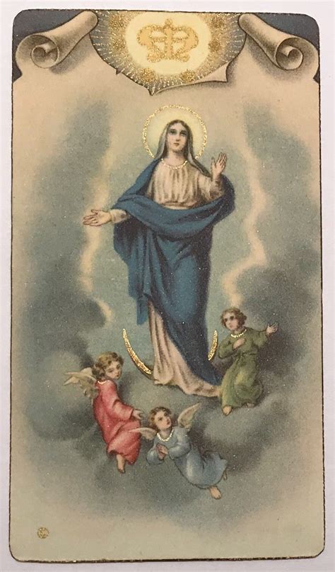 The Ascension Of The Blessed Virgin Mary Vintage Holy Devotional Card 750 The Ascension Of