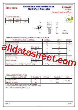 P2060JF Datasheet(PDF) - NIKO SEMICONDUCTOR CO., LTD.