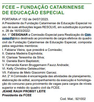 Concurso FCEE SC Validade Prorrogada