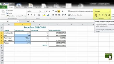 Comment arrondir au chiffre supérieur sur Excel