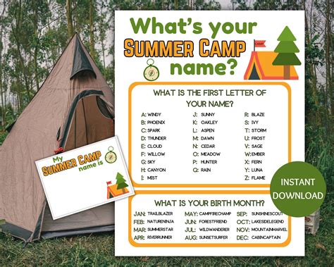 Summer Camp Name Game Printable, What's Your Summer Camp Name Game ...
