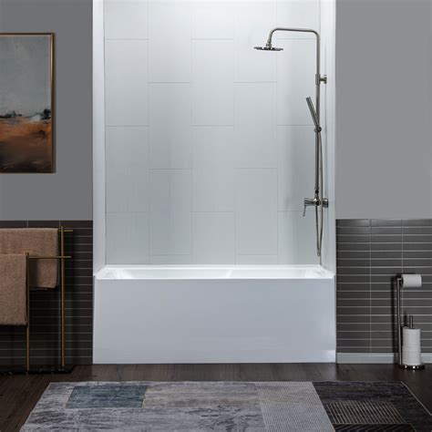 ᐅ【WOODBRIDGE 54" Acrylic Rectangular Alcove Soaking Bathtub in White