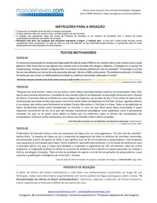 Proposta de redação: A desvalorização da ciência no Brasil ...