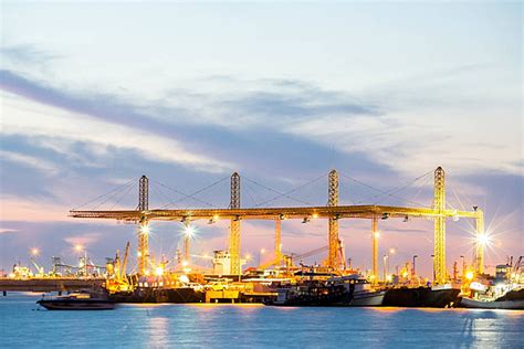 Empty Pier On A Shipyard High Logistics Harbor Photo Background And