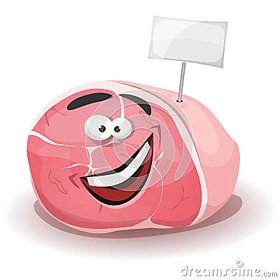 Funny Ham Character With White Label Stick Stock Vector - Image: 59791694