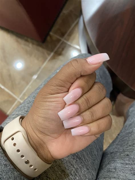 Nude Pink SNS W Tips Work Nails Short Square Acrylic Nails Short