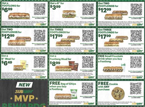 Subway Coupons QR Codes - Expires 12/31/2023