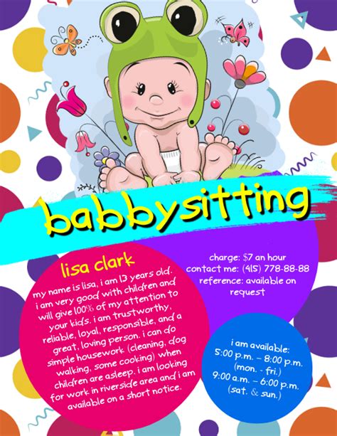 Babysitting Flyer Template Postermywall