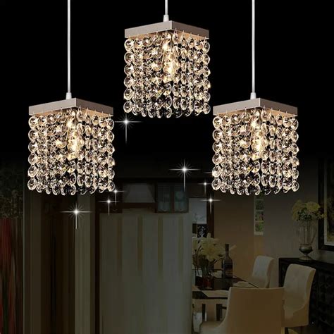 Mamei Free Shipping Modern 3 Lights Crystal Pendant Lighting Fixtures For Kitchen Island In