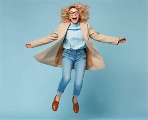 Premium AI Image Blonde Woman Jumping