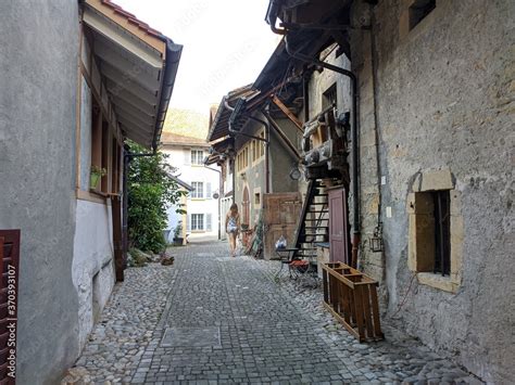 Fotografia do Stock Morat murten et son lac village médiéval de la