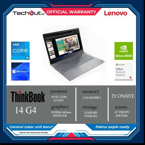 Jual Lenovo ThinkBook 14 G4 IAP HYID Core I5 1235U 8GB 512GB SSD W11OHS