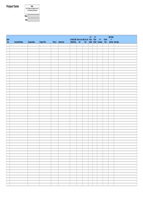 Prospect List Template Free