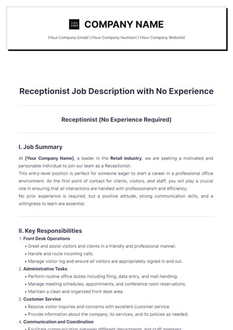 Full Time Receptionist Jobs No Experience