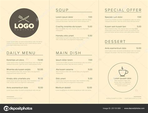 Modern Light Brown Minimalistic Restaurant Menu Template Three Columns