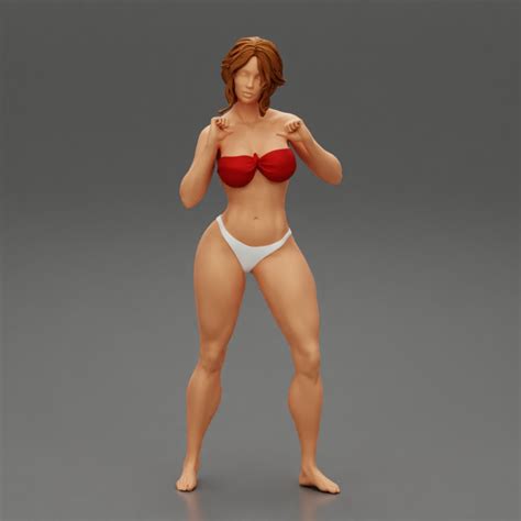 3D Printable Attractive Sexy Woman In Bikini With Short Hair By 3DGeschaft Miniatures Figures