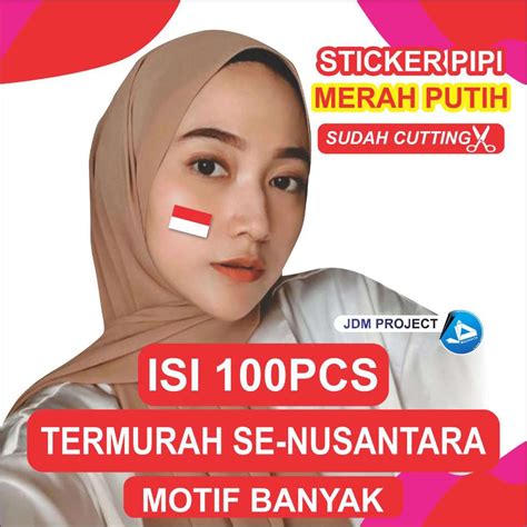 Jual Sticker Pipi Merah Putih Isi 100PCS JDM Tempelan Pipi Bendera