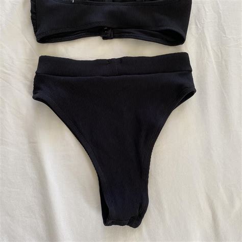 Aerie Black Bikini Set Top Has Adjustable Straps Depop