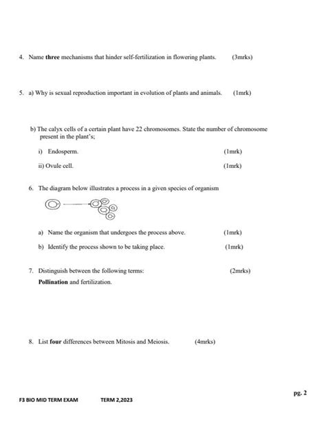 Form 3 Biology Mid Term 2 Exam 2023 1672