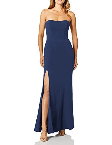 Dress The Population Womens Ellen Strapless Dress Solid Crepe Long Gown W Slit