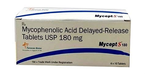 Mycept Mycophenolic Acid Delayed Release Tablet 180 Mg At Rs 1885box