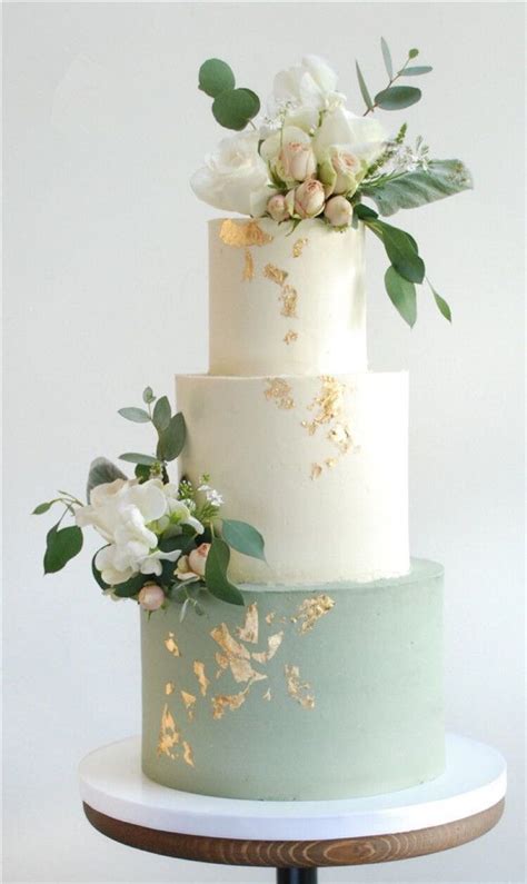 30 Buttercream Wedding Cakes To Stand Out Green Wedding Cake Gold