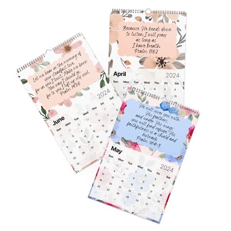 11 X 17 Floral Scripture Calendar 2024 2024 Calendar Wall Calendar