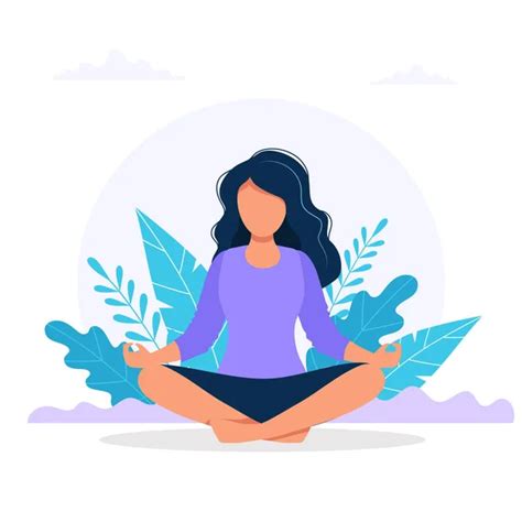 Woman Meditating In Nature Concept Illustration For Yoga Meditation