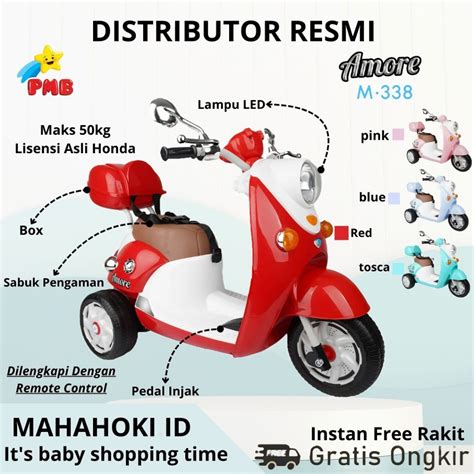 Jual MOTOR AKI PMB M338 SCOOPY AMORE SEPEDA MOTOR LISTRIK ANAK TERLARIS