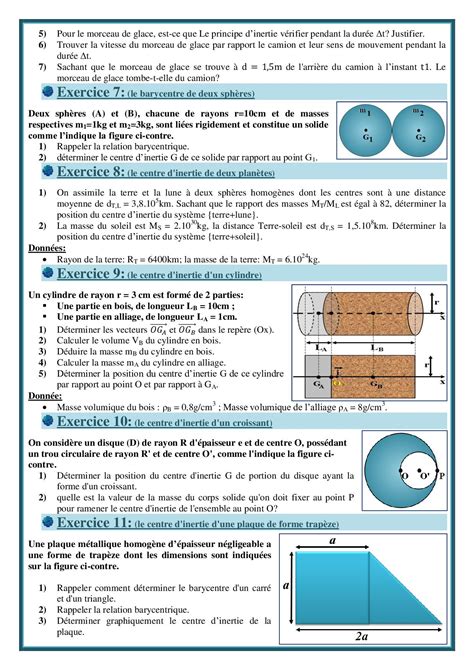 Le Principe Dinertie Exercices Non Corrig S Alloschool