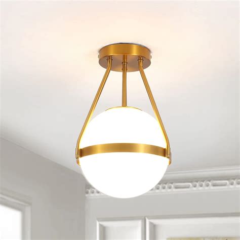 Ynzefly Ceiling Light Brass Gold Light Semi Flush Mount Ceiling