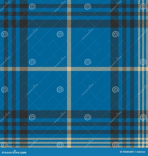 Fabric Texture Blue Check Plaid Seanless Pattern Stock Vector