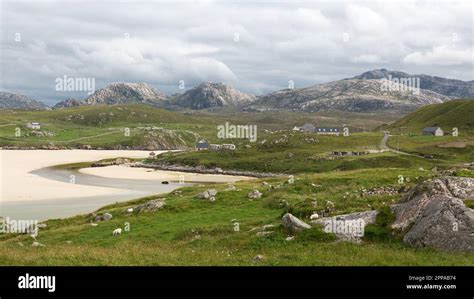 Sandy Beach And Rolling Mountains Uig Bay Carnish Uig Lewis Isle