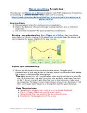 Waves On A String Remote Lab 2021 Docx Waves On A String Remote Lab