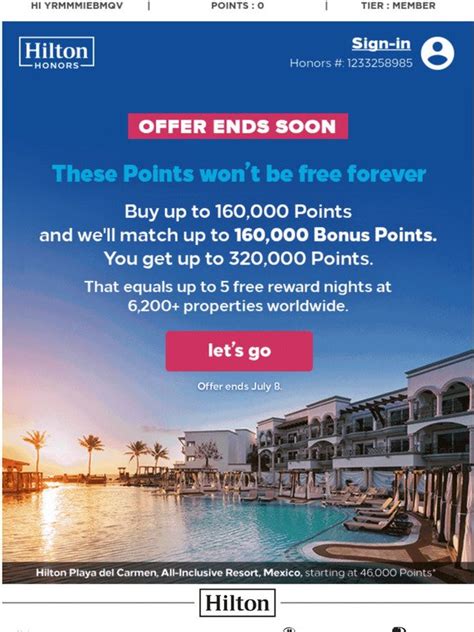 Hilton Honors Rewards - Points.com: Last chance! Get up to 5 free ...