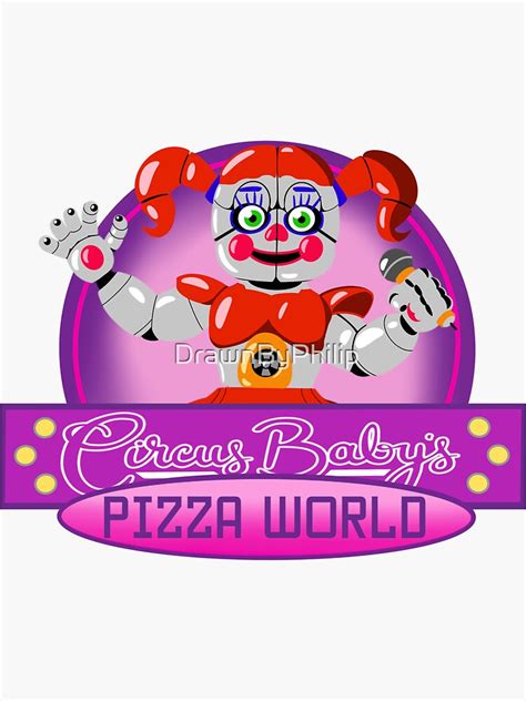 "Circus Baby's Pizza, Five Nights at Freddy's, FNAF" Sticker for Sale by DrawnByPhilip | Redbubble