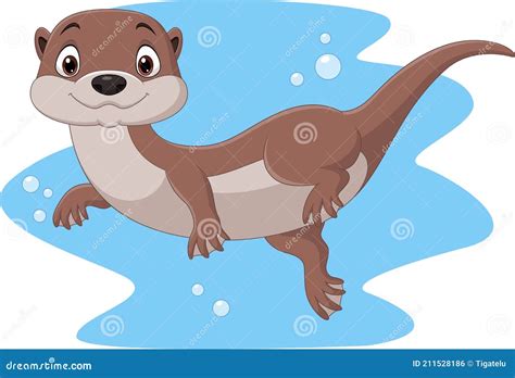 Caricatura Divertida Nutria Flotando En El Agua Ilustraci N Del Vector