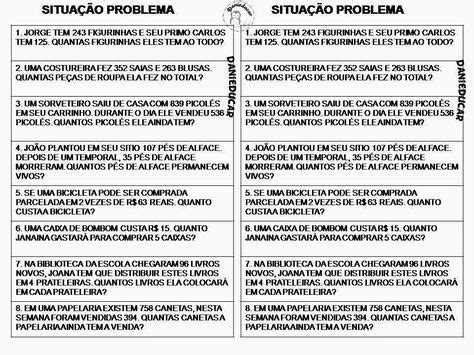 Situação Problema - Atividades de matemática prontas para imprimir ...