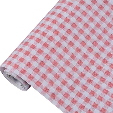 Ruby Red Gingham Adhesive Decorative Contact Paper Laminate Shelf And Drawer Liner