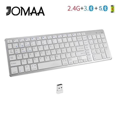 JOMAA 2 4G Wireless Bluetooth Keyboard Rechargeable Multi Device Sync