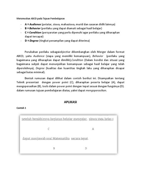 Merumuskan Abcd Pada Tujuan Pembelajaran Pdf