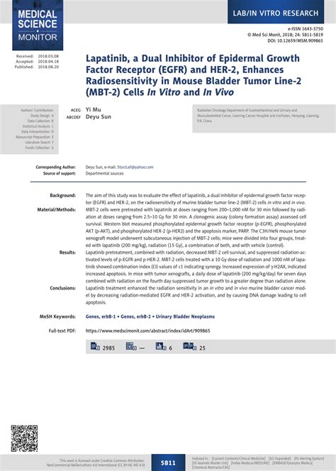 Pdf Lapatinib A Dual Inhibitor Of Epidermal Growth Factor Receptor