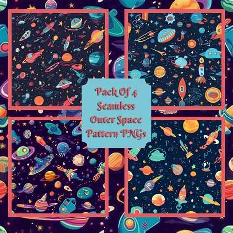 4 Original Digital Outer Space Seamless Pattern PNG Files - Etsy