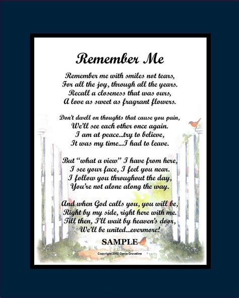 Remember Me Father Sympathy Poem Husband Remembrance Poem - Etsy