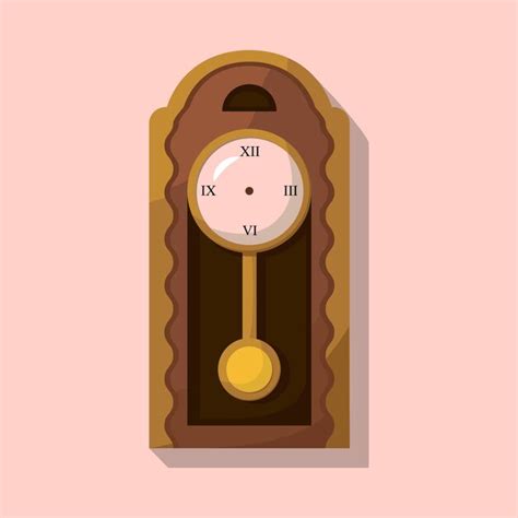 Premium Vector Wooden Vintage Pendulum Clock Without Hands Vector