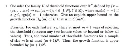machine learning   calculate growth function   threshold