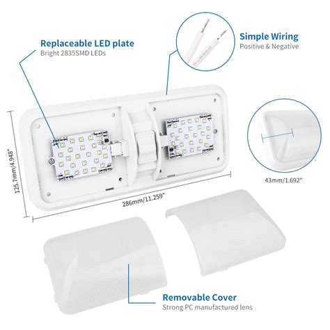 Snapklik RVZONE 12V Led RV Ceiling 1100 Lumen Double Dome Light