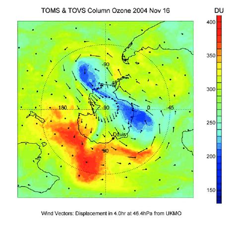 Total Column Ozone Data Obtained From TOMS With Data Gaps Filled Using