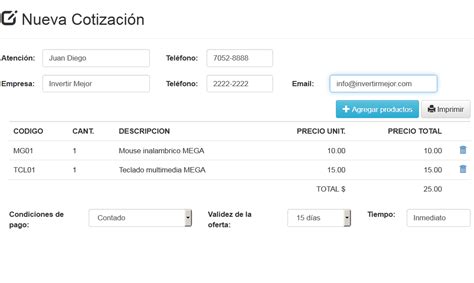 Cotizador De Productos Usando PHP MySQL Y Bootstrap 3