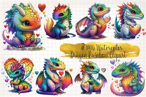 Dragon Rainbow Clipart Graphic By Watercolorarch · Creative Fabrica